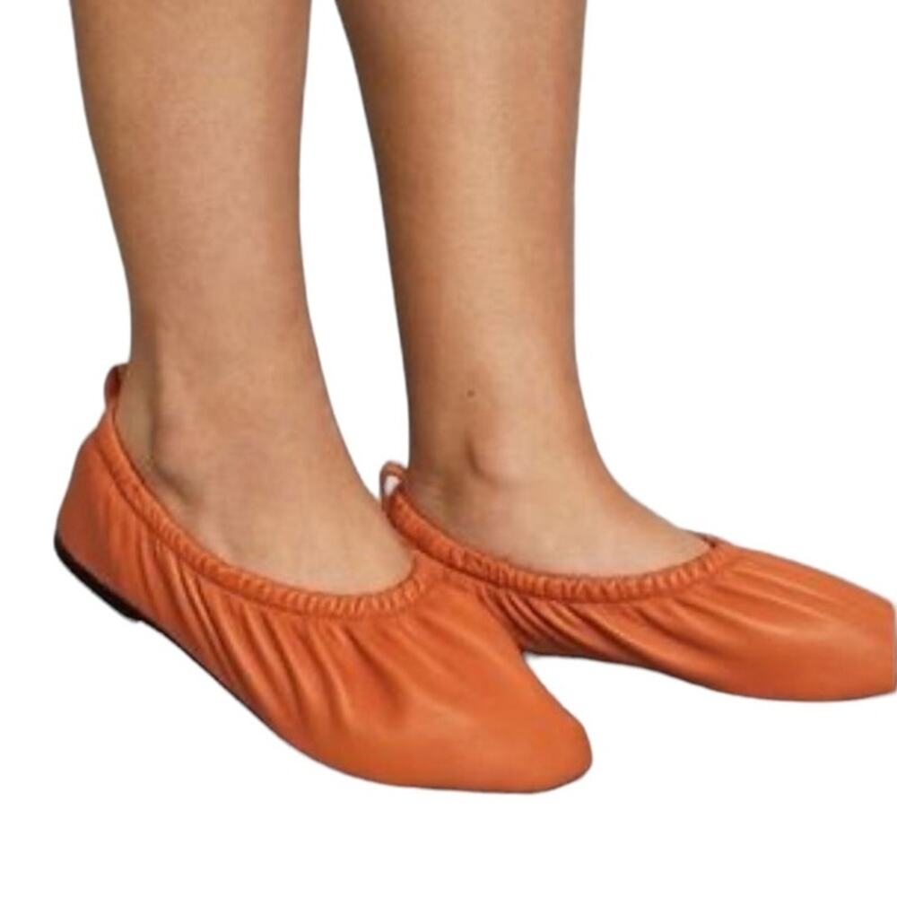Everlane NWOB The Scruch Flat Elastic Ballet Orange Leather Flats Size 10 Comfy